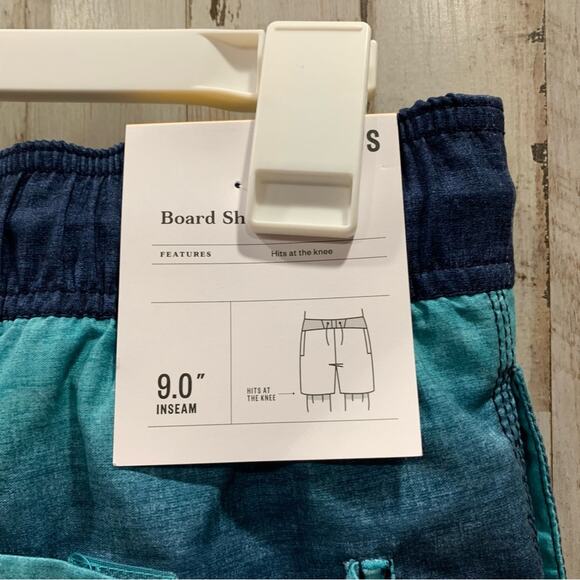NWT Goodfellow Ocean Blue Stripe Board Short Swim Trunks 9” Inseam - Picture 4 of 6